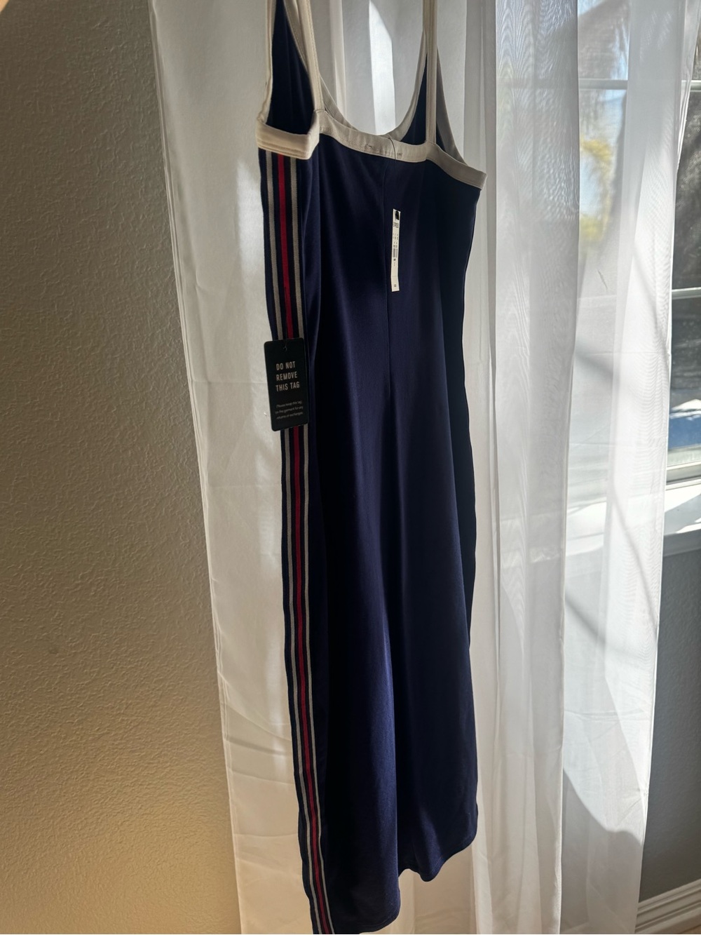 Express Navy Midi Dress with White and Red Side Stripe - Picture 5 of 5